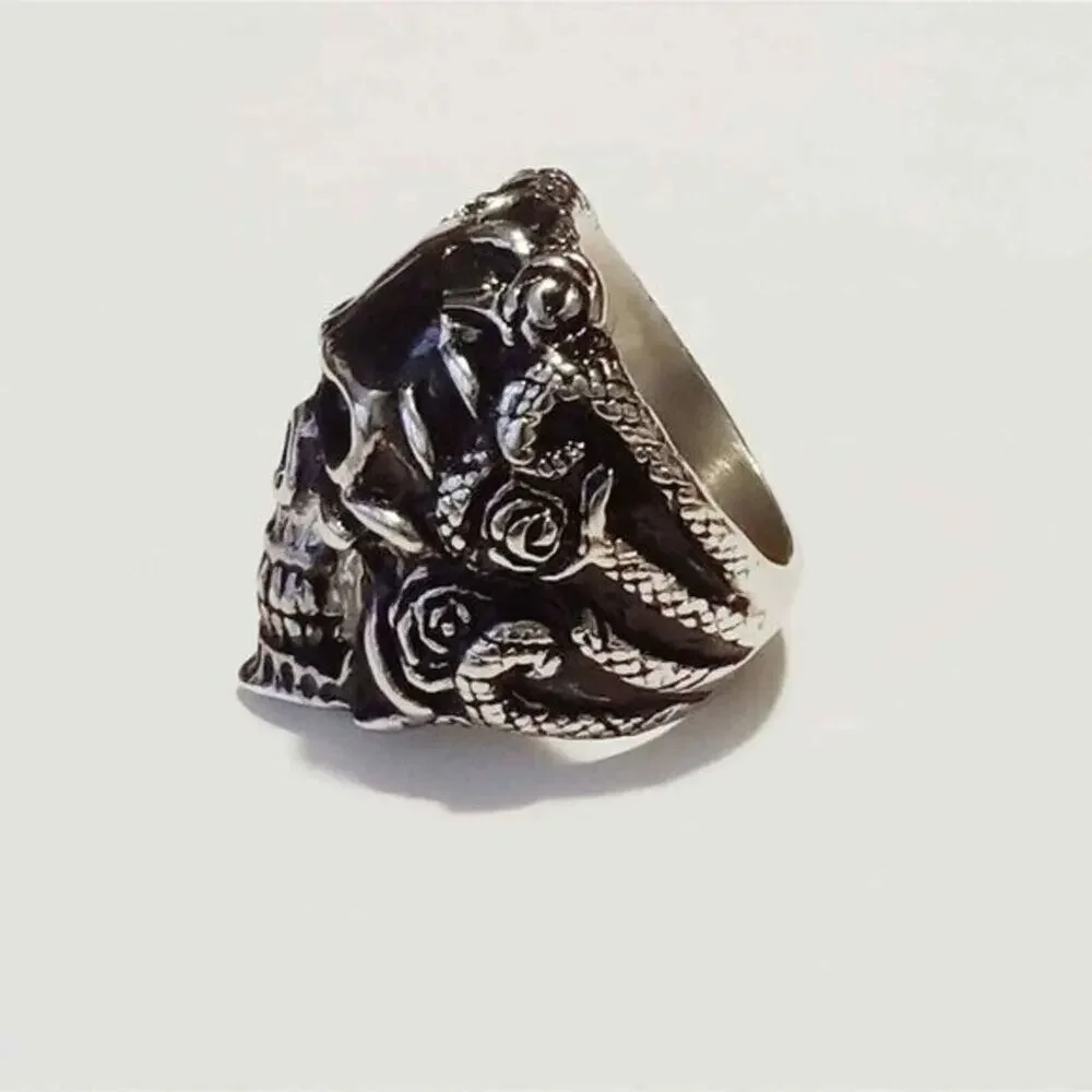 316L stainless steel biker skull ring‎ tarnish resistant size 11